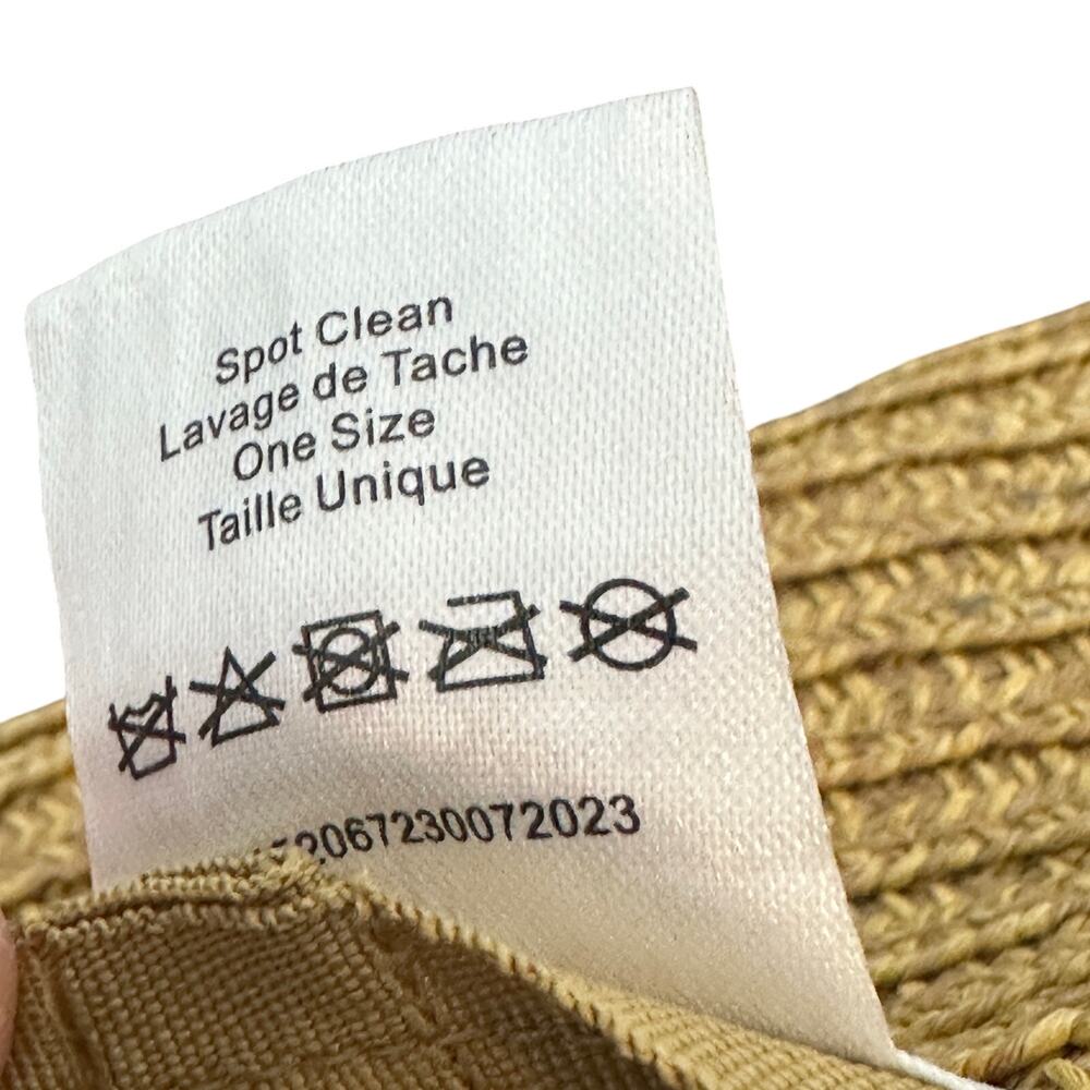 Anthropologie Brighton Beach Rancher Straw Hat Paper Tan Orange Ribbon Bow - Picture 9 of 10